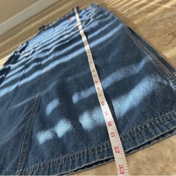 Vintage 4th of July Denim Dress Women's L Lighthouse Embroidered Dress Overall - Picture 9 of 10